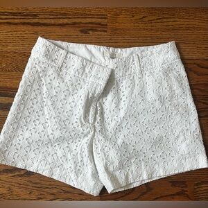 LOFT White High Waist Eyelet Shorts